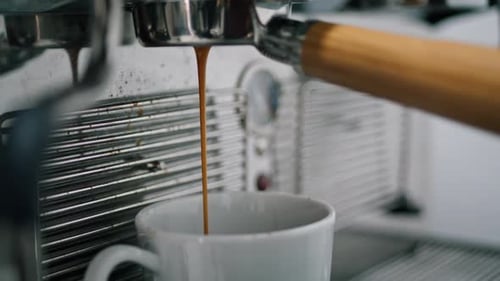 Une machine à expresso argentée brillante permet de préparer le café