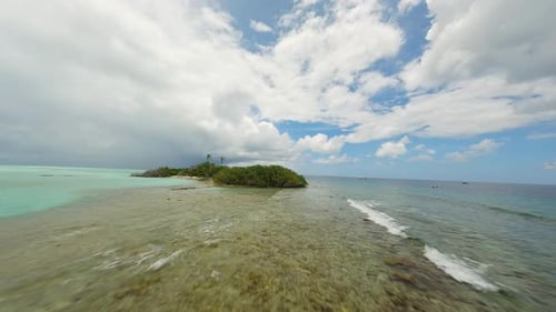 Maldives Small Green Island in the Ocean Fpv Drone Video