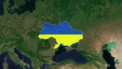 Animated Map of Ukraine with Flag Fill