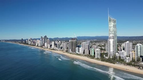 Aerial View Cityscape on Ocean Shore Gold Coast Queensland Australia