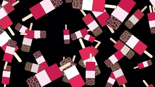 Sweet Flat Design Popsicles Falling Seamless Loop Animation