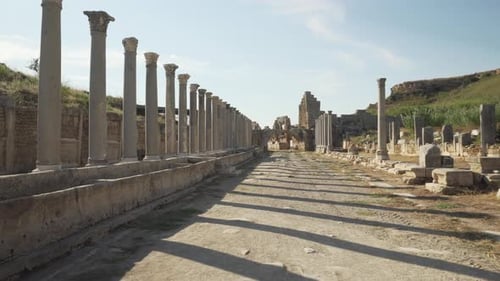 Scenic colonnade in Perge (Perga) at Antalya Province, Turkey