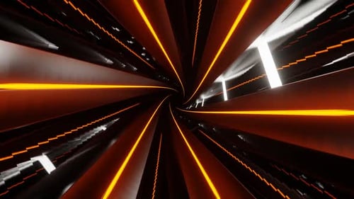 Orange And White Neon Glowing Spiral Hex Tunnel Background Vj Loop In HD