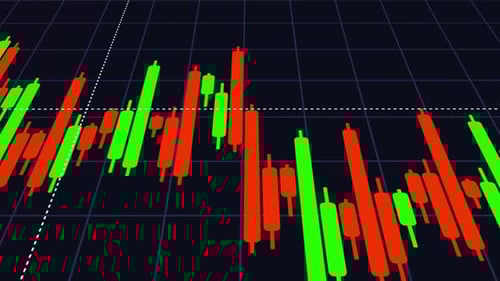 Animation einer Handelsdiagrammlinie mit roten und grünen Linien