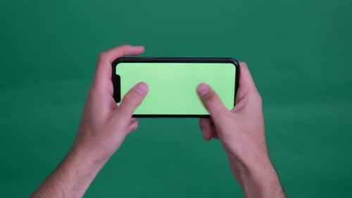 green screen phone zoom in with green background