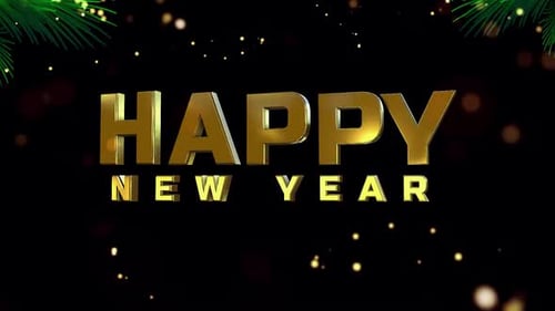 Golden Happy New Year Celebration Title Animation
