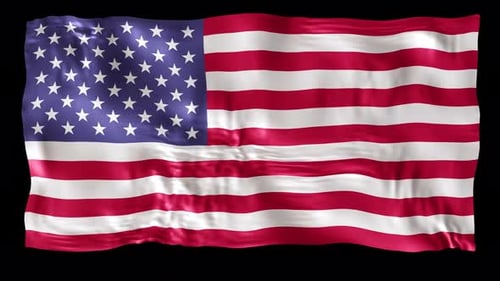 Realistic Waving American Flag Loop with Alpha Channel