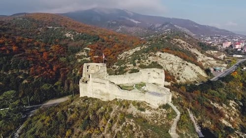 Old Georgian Fortess Bebristsikhe In Mtskheta View From High