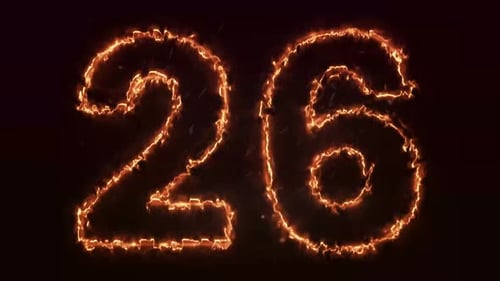 Burning Fire Outline Number Counter Reveal