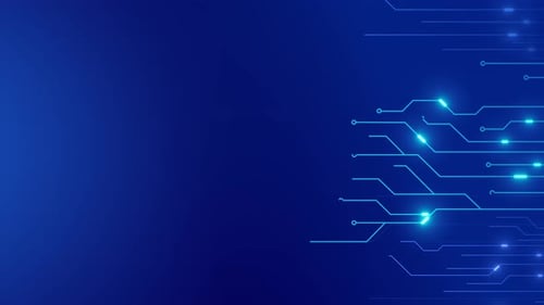 Digitale Leiterplattendaten, die sich auf CPU-Loop-Hintergründen bewegen. Computerverarbeitung und Daten.
