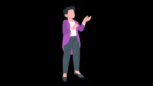 Flat Design Animated Woman Gesturing and Explaining