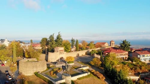 Telavi Fortress With Statue In Telavi (Zoom Out)