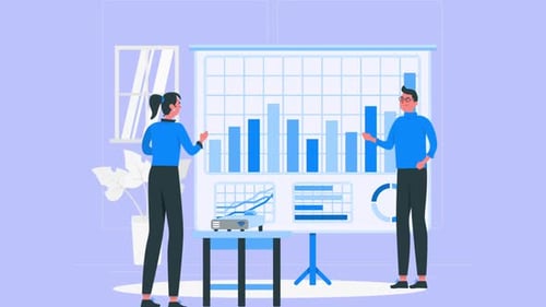 Office Worker Showing Business Presentation To His Boss