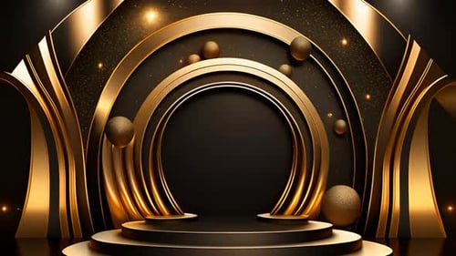 Luxury Gold and Black Awards Stage with Arch Backdrop