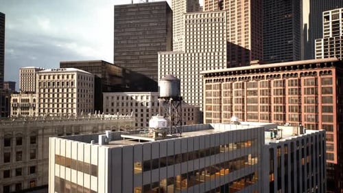 Vista panorámica de un ajetreado paisaje urbano con edificios históricos y modernos