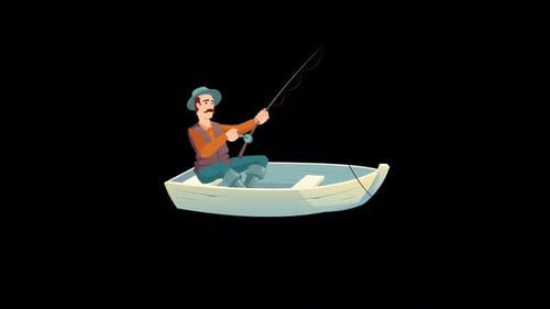 Fisherman Fishing in the Lake Alpha Channel