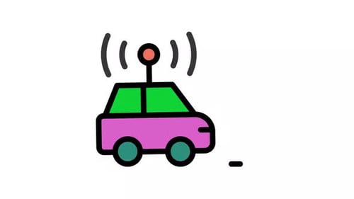 Flat Design Animated Car Emitting Wireless Signal