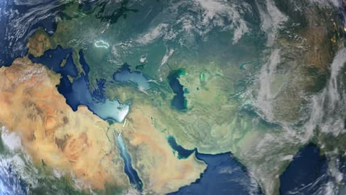 Realistic Earth Orbit and Zoom Glowing Borders Slovakia