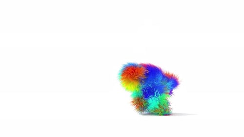 3D Furry Beast Hair Character Dancing on White Bg