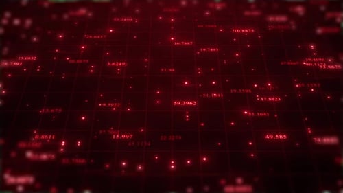 Computer Technology Data Background, Computer Data And Number Moving On red background Animation