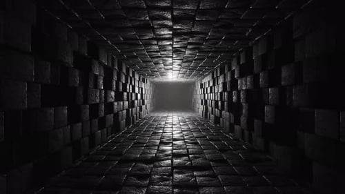 Ein dunkler Tunnel, aus dem Licht herauskommt. Animation in einer Schleife