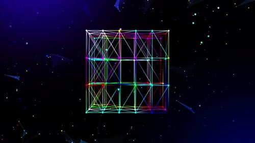 Boucle VJ numérique en plexus futuriste abstrait avec connexions plexus brillantes, arrière-plan de la technologie AI