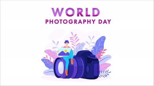Flat Design Animation Celebrating World Photography Day