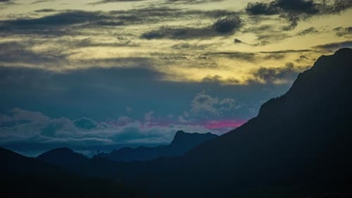 Dusk or twilight to nighttime in the Austrian alps - time lapse