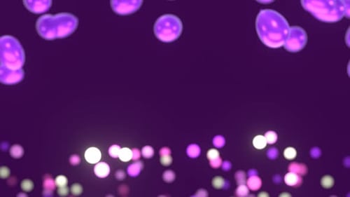 Floating Glossy Purple Balloons and Particles Background