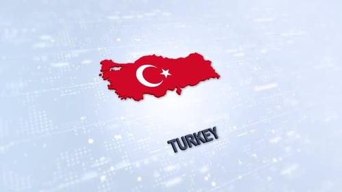 Turkey Map with Flag Reveal on Digital Background