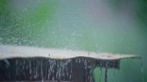 Rain Over the Roof Slow Motion