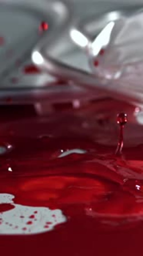 Drops of Blood Fall on the Table Filmed on a Highspeed Camera at 1000 Fps