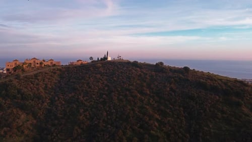 Residential Buildings on a Hilltop with Mediterranean Architecture Style Captured at Twilight