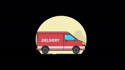 Flat Design Red Delivery Van Animation for Business Logistics
