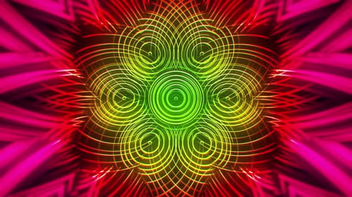 Glowing Neon Abstract Kaleidoscope Pattern Background Loop
