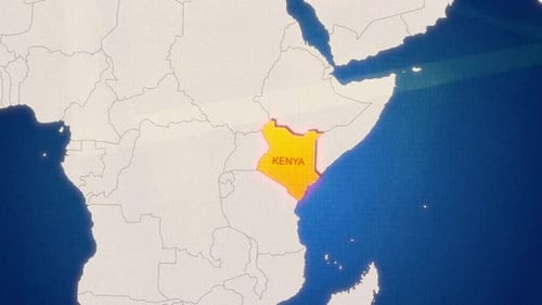 Africa Map Highlight Kenya Country Reveal Animation