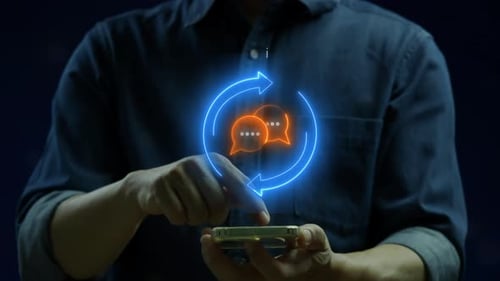 Neon Language Translation Icon with Dynamic Text Animation