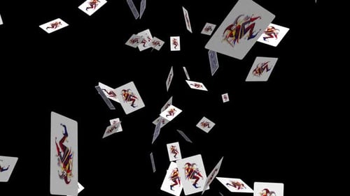 Seamless Loop of Falling Joker Playing Cards