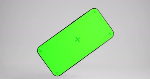 Phone Green Screen Rotation Slow Motion With A White Background
