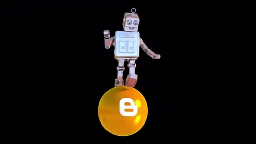 Funny Cartoon Robot Loopable With Alpha channel included - Bing