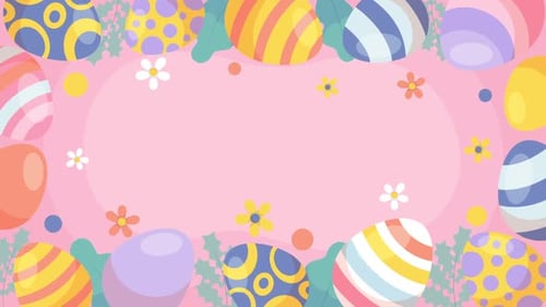 Animated Easter Eggs Flat Design Frame Background