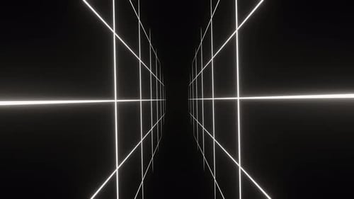 White infinite neon abstract flight. Loop animation