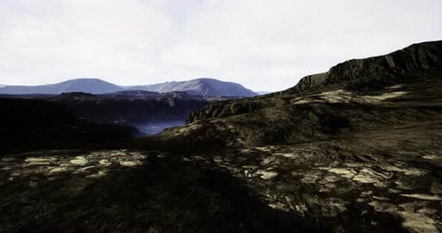 Realistic 3D Animated Mountain Valley Landscape Flyover