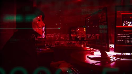 Futuristic AI Threat Detection Digital Glitch Overlay