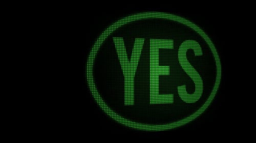 Green Pixelated YES Text Reveal Digital Screen Animation