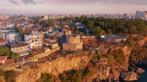Top View of a Medieval Fort on the Seashore