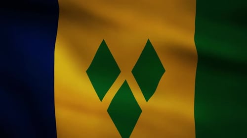 Waving Flag of Saint Vincent and the Grenadines