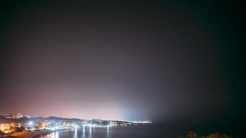 Night View Timelapse On Hotels Mediterranean Coast Of Antalya And Alanya Turkish Riviera Or