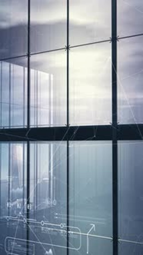 Trading Infographics Set Against the Backdrop of a Skyscraper