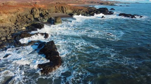 Scenic Rocky Coast Nature Background Traveling Pure Nature in North Iceland Cinematic Aerial View of